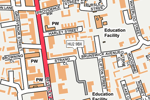 HU2 9BX map - OS OpenMap – Local (Ordnance Survey)