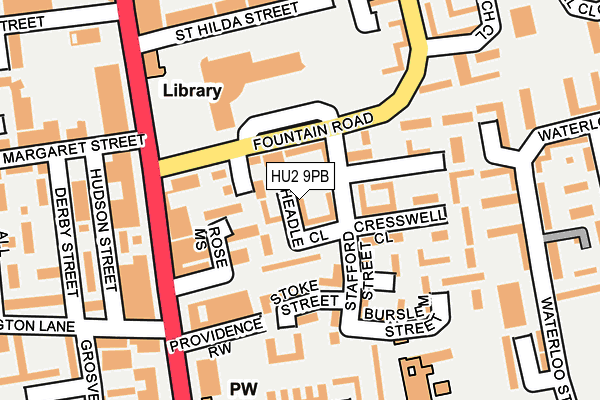 HU2 9PB map - OS OpenMap – Local (Ordnance Survey)