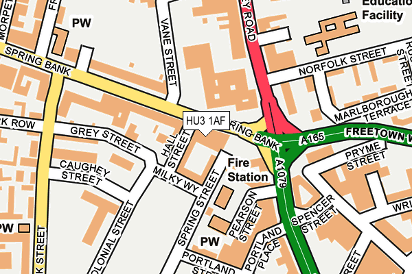 HU3 1AF map - OS OpenMap – Local (Ordnance Survey)