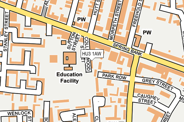 HU3 1AW map - OS OpenMap – Local (Ordnance Survey)