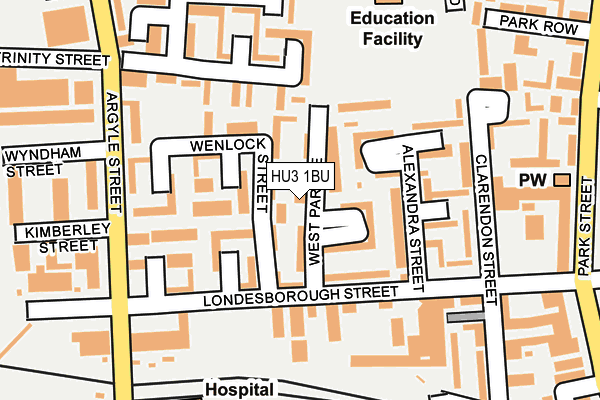 HU3 1BU map - OS OpenMap – Local (Ordnance Survey)