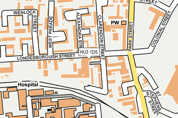 HU3 1DS map - OS OpenMap – Local (Ordnance Survey)