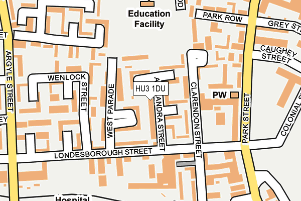 HU3 1DU map - OS OpenMap – Local (Ordnance Survey)