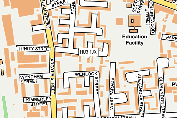 HU3 1JX map - OS OpenMap – Local (Ordnance Survey)