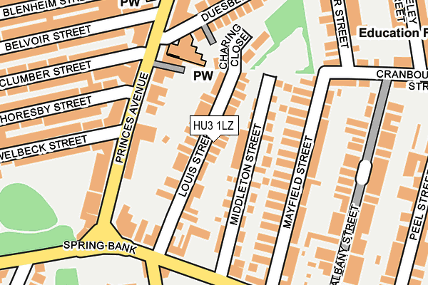 HU3 1LZ map - OS OpenMap – Local (Ordnance Survey)