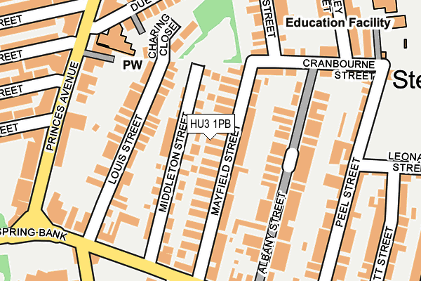 HU3 1PB map - OS OpenMap – Local (Ordnance Survey)