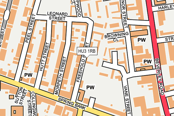 HU3 1RB map - OS OpenMap – Local (Ordnance Survey)