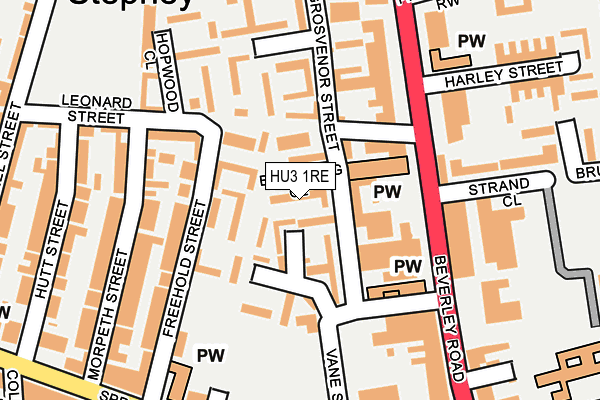 HU3 1RE map - OS OpenMap – Local (Ordnance Survey)