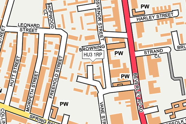 HU3 1RP map - OS OpenMap – Local (Ordnance Survey)