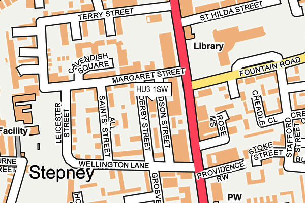 HU3 1SW map - OS OpenMap – Local (Ordnance Survey)