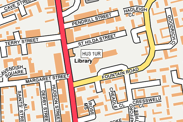 HU3 1UR map - OS OpenMap – Local (Ordnance Survey)