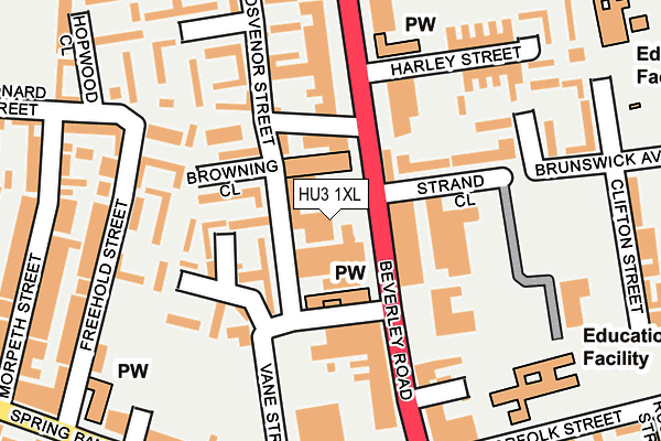 HU3 1XL map - OS OpenMap – Local (Ordnance Survey)