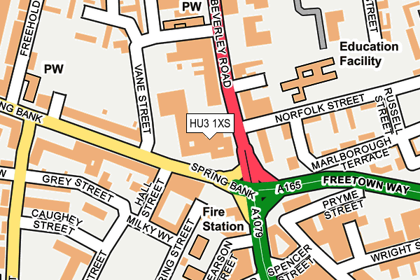 HU3 1XS map - OS OpenMap – Local (Ordnance Survey)