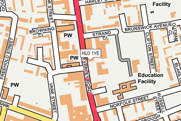 HU3 1YE map - OS OpenMap – Local (Ordnance Survey)