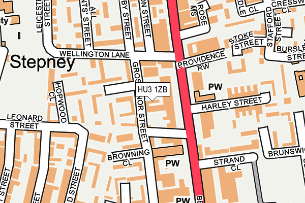 HU3 1ZB map - OS OpenMap – Local (Ordnance Survey)