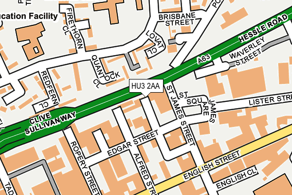 HU3 2AA map - OS OpenMap – Local (Ordnance Survey)