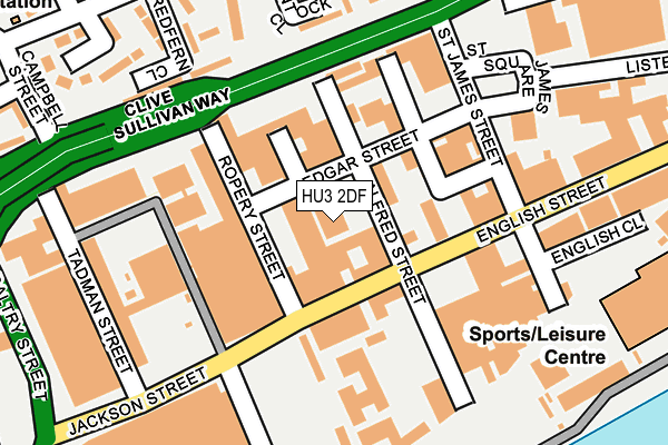 HU3 2DF map - OS OpenMap – Local (Ordnance Survey)