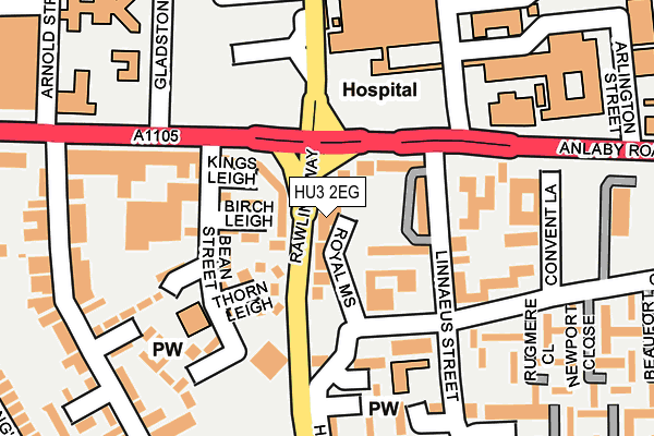 HU3 2EG map - OS OpenMap – Local (Ordnance Survey)