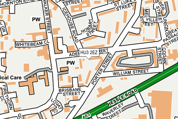 HU3 2EZ map - OS OpenMap – Local (Ordnance Survey)
