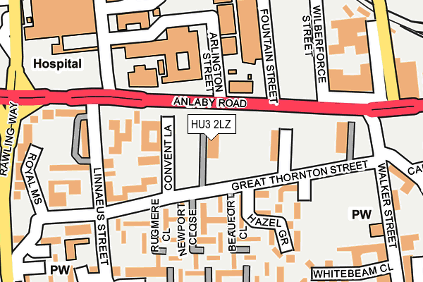 HU3 2LZ map - OS OpenMap – Local (Ordnance Survey)