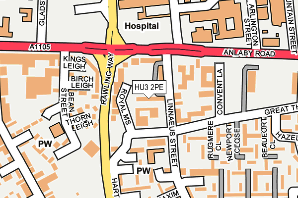 HU3 2PE map - OS OpenMap – Local (Ordnance Survey)