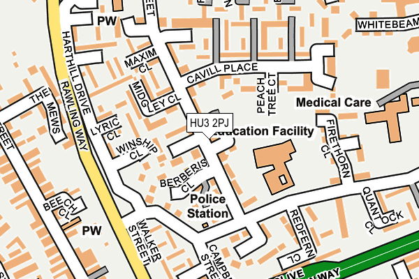 HU3 2PJ map - OS OpenMap – Local (Ordnance Survey)
