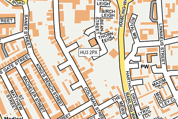 HU3 2PX map - OS OpenMap – Local (Ordnance Survey)