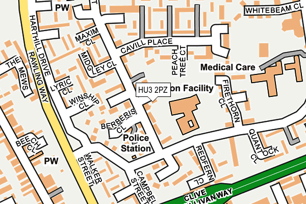 HU3 2PZ map - OS OpenMap – Local (Ordnance Survey)