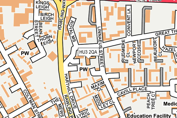 HU3 2QA map - OS OpenMap – Local (Ordnance Survey)