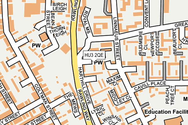 HU3 2QE map - OS OpenMap – Local (Ordnance Survey)