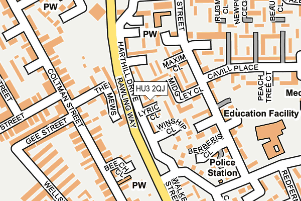 HU3 2QJ map - OS OpenMap – Local (Ordnance Survey)