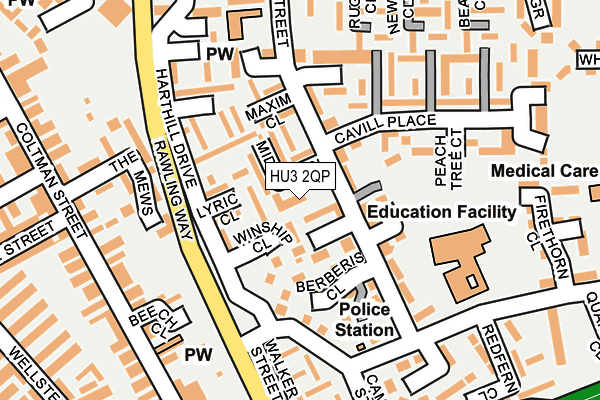 HU3 2QP map - OS OpenMap – Local (Ordnance Survey)