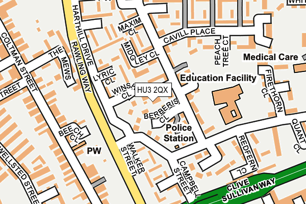 HU3 2QX map - OS OpenMap – Local (Ordnance Survey)