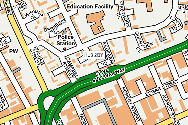 HU3 2QY map - OS OpenMap – Local (Ordnance Survey)