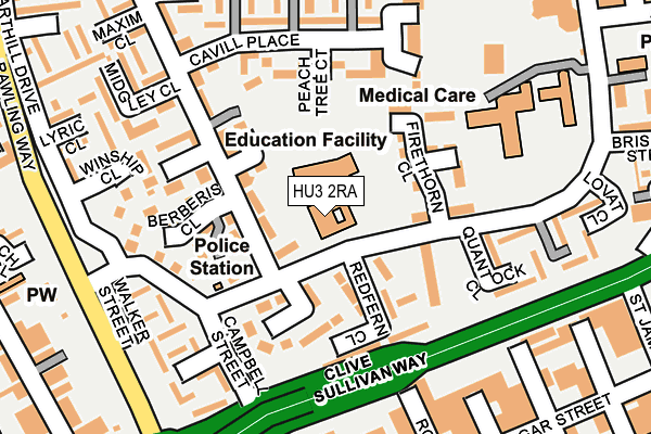 HU3 2RA map - OS OpenMap – Local (Ordnance Survey)