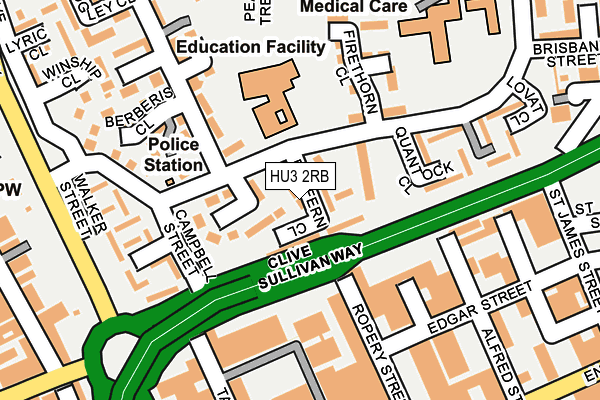 HU3 2RB map - OS OpenMap – Local (Ordnance Survey)