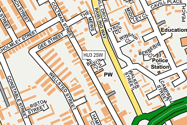 HU3 2SW map - OS OpenMap – Local (Ordnance Survey)