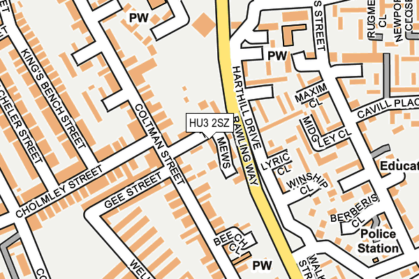 HU3 2SZ map - OS OpenMap – Local (Ordnance Survey)