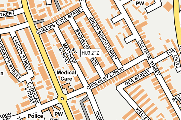 HU3 2TZ map - OS OpenMap – Local (Ordnance Survey)