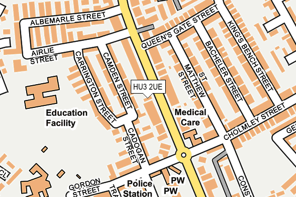 HU3 2UE map - OS OpenMap – Local (Ordnance Survey)