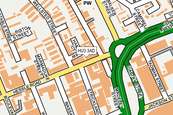 HU3 3AD map - OS OpenMap – Local (Ordnance Survey)