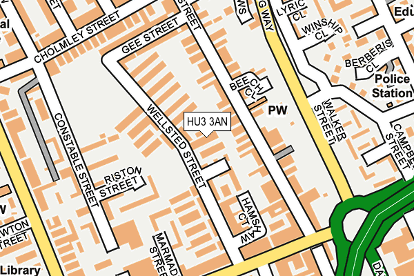 HU3 3AN map - OS OpenMap – Local (Ordnance Survey)