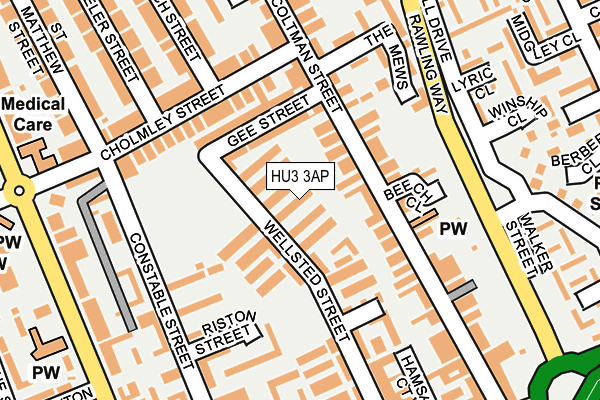 HU3 3AP map - OS OpenMap – Local (Ordnance Survey)