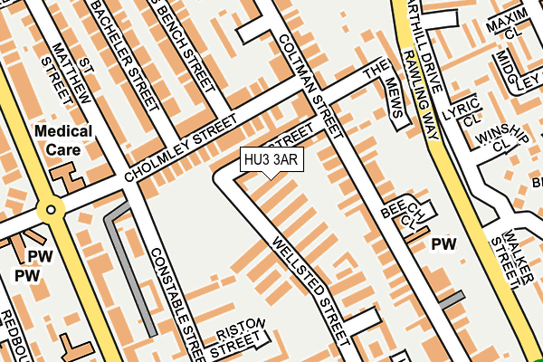 HU3 3AR map - OS OpenMap – Local (Ordnance Survey)