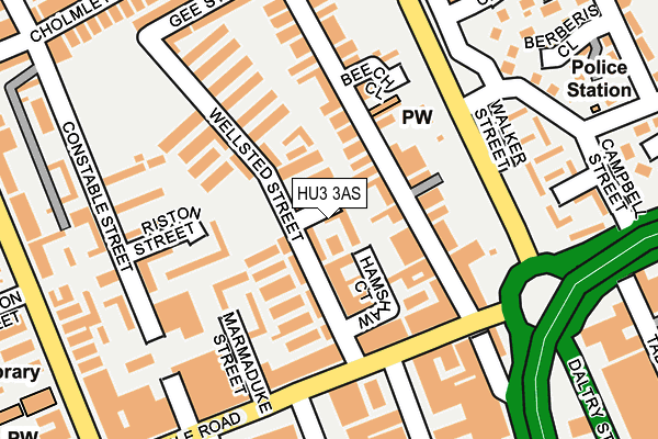 HU3 3AS map - OS OpenMap – Local (Ordnance Survey)