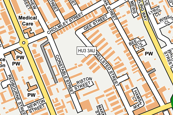 HU3 3AU map - OS OpenMap – Local (Ordnance Survey)