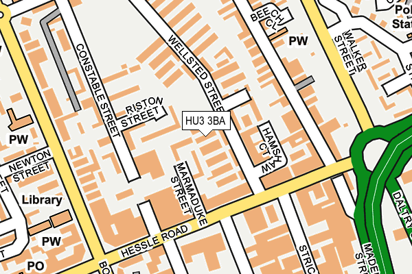 HU3 3BA map - OS OpenMap – Local (Ordnance Survey)