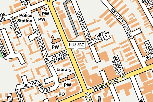 HU3 3BZ map - OS OpenMap – Local (Ordnance Survey)