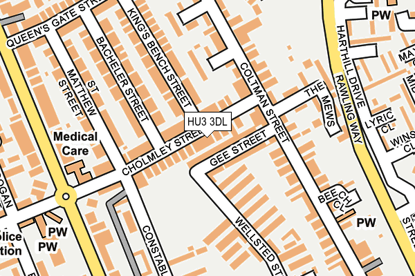 HU3 3DL map - OS OpenMap – Local (Ordnance Survey)