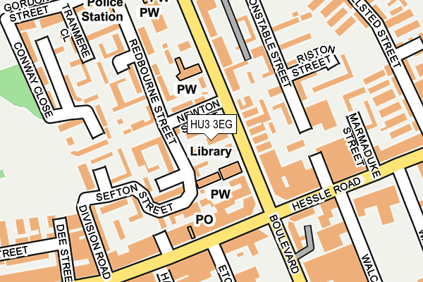 HU3 3EG map - OS OpenMap – Local (Ordnance Survey)